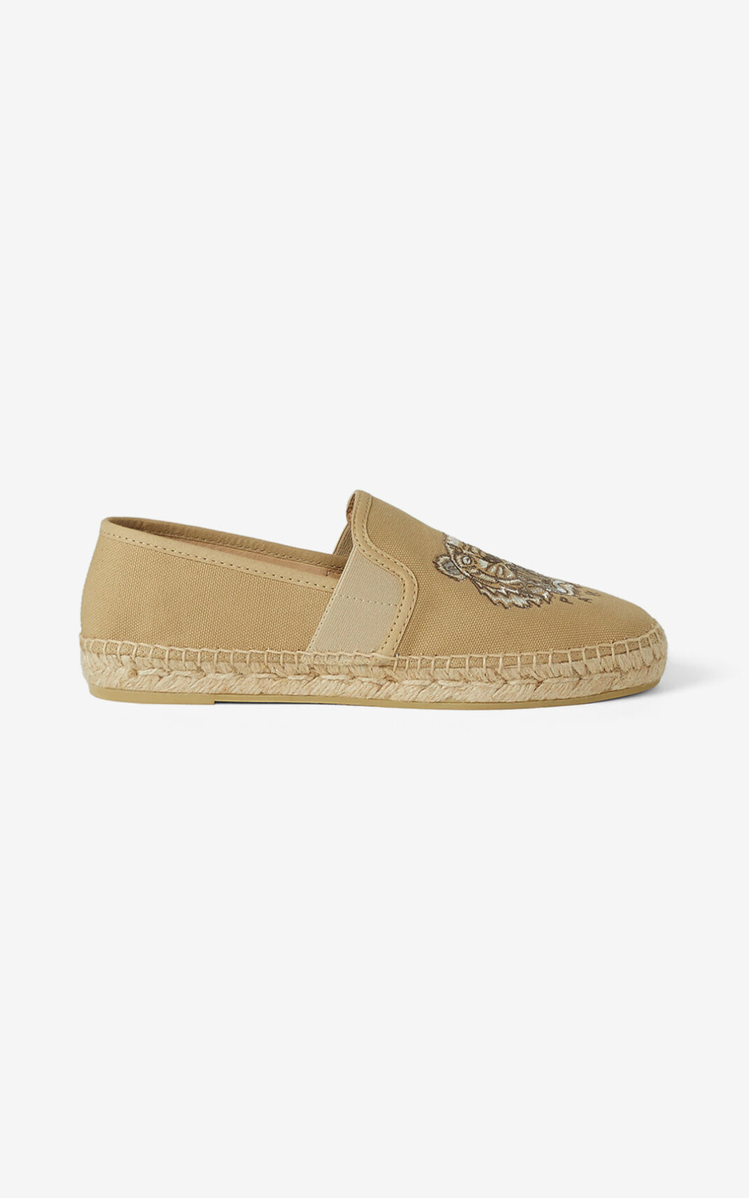 Kenzo Tiger elasticated Lærred Espadrilles Dame - Beige DK-894006